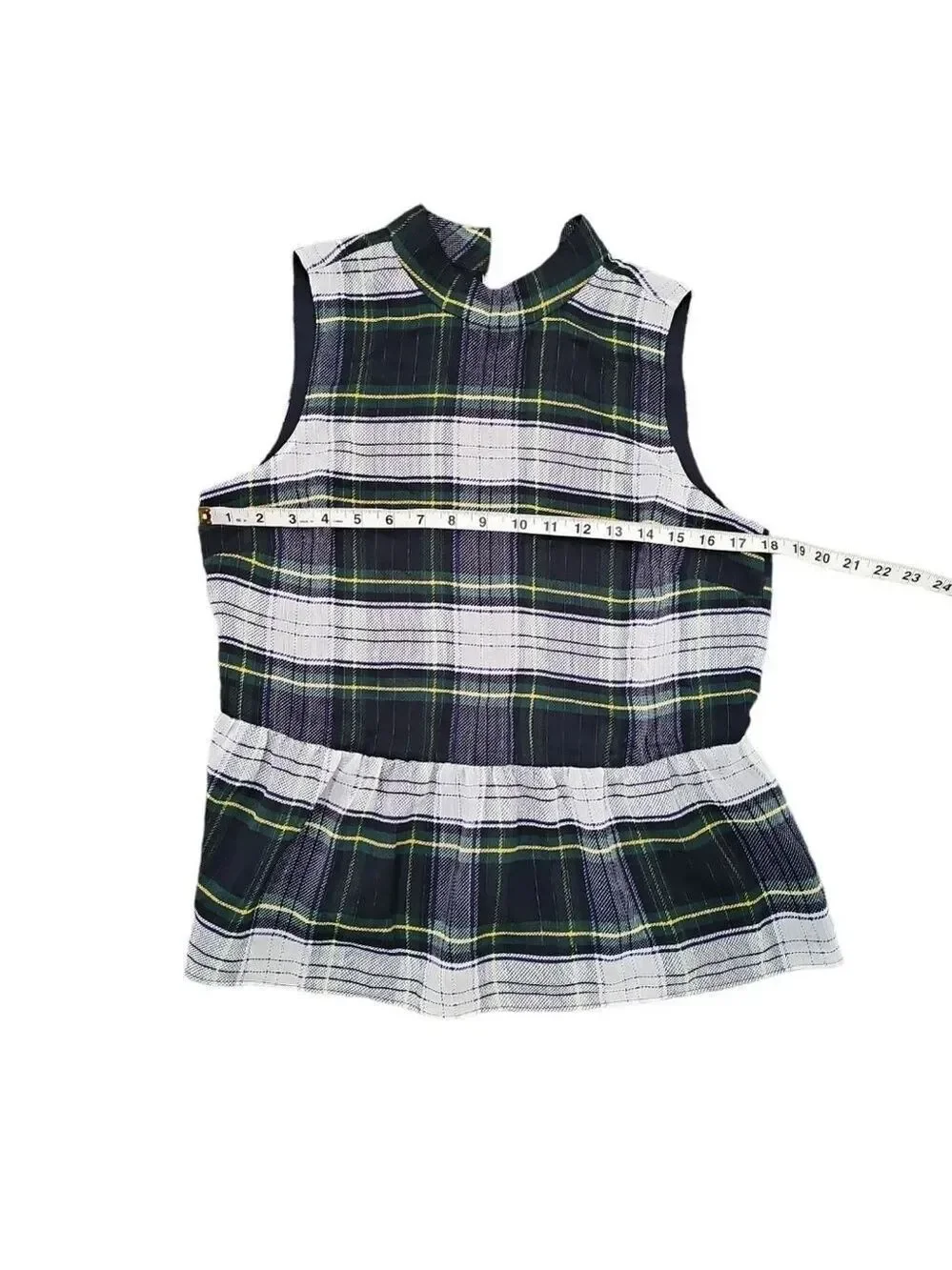 J Crew NEW Womens Size S Sleeveless Peplum Top Gilded Highland Tartan